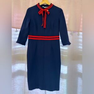 Boden Navy Dress with Red Ribbon (size 8P)
